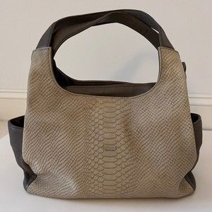 Perlina New York Snake Print Leather Shoulder Bag